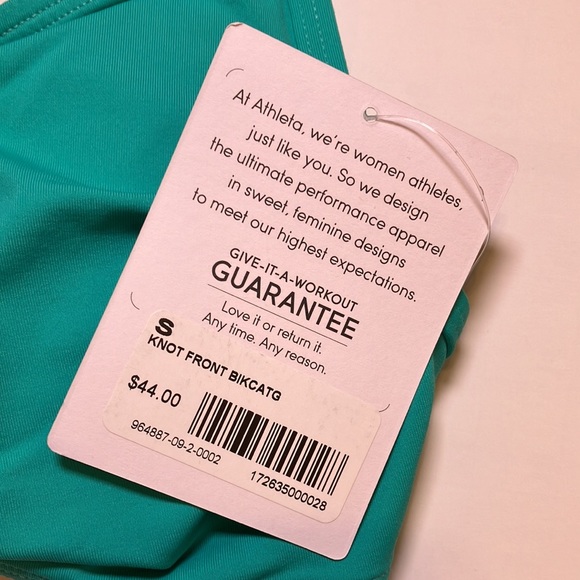 Athleta bikini top aqua knot front adjustable light padding sz S - Picture 2 of 4
